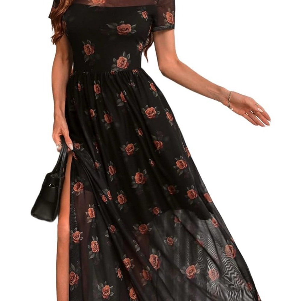 Chic Black Floral Maxi Dress